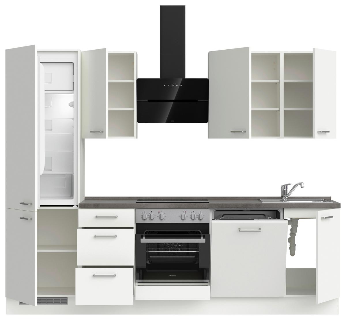 KÜCHENLEERBLOCK TOUCH HIGH - LINE, H6 LINKS - Weiß/Grau, MODERN, Holzwerkstoff (270cm) - Nobilia