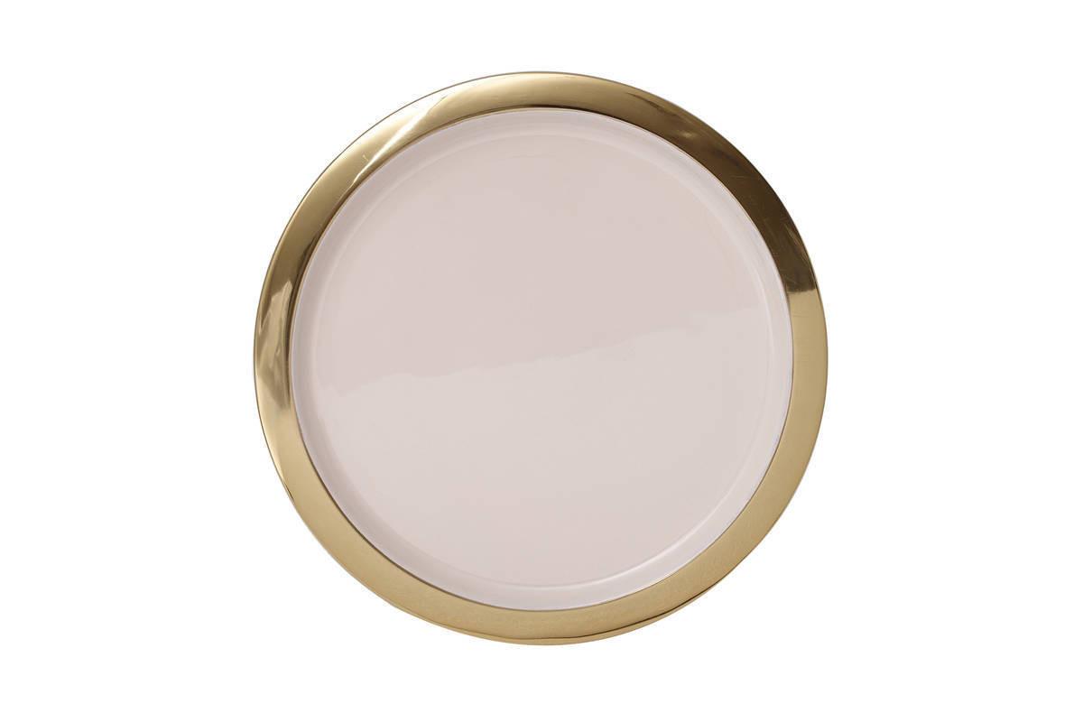 Tortenplatte Rund Eisen Art Deco D: 29 Cm - Goldfarben/Rosa, Trend, Metall (29/14cm) - Kayoom