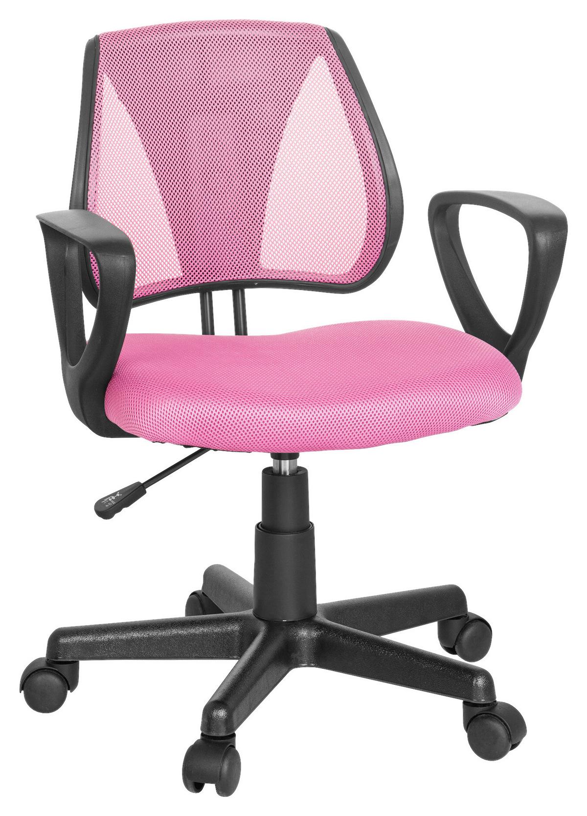 Jugenddrehstuhl Kiddy Cd mit Armstützen Pink Bis 60 Kg - Pink/Schwarz, Basics, Kunststoff (58/75-92/45cm) - MID.YOU