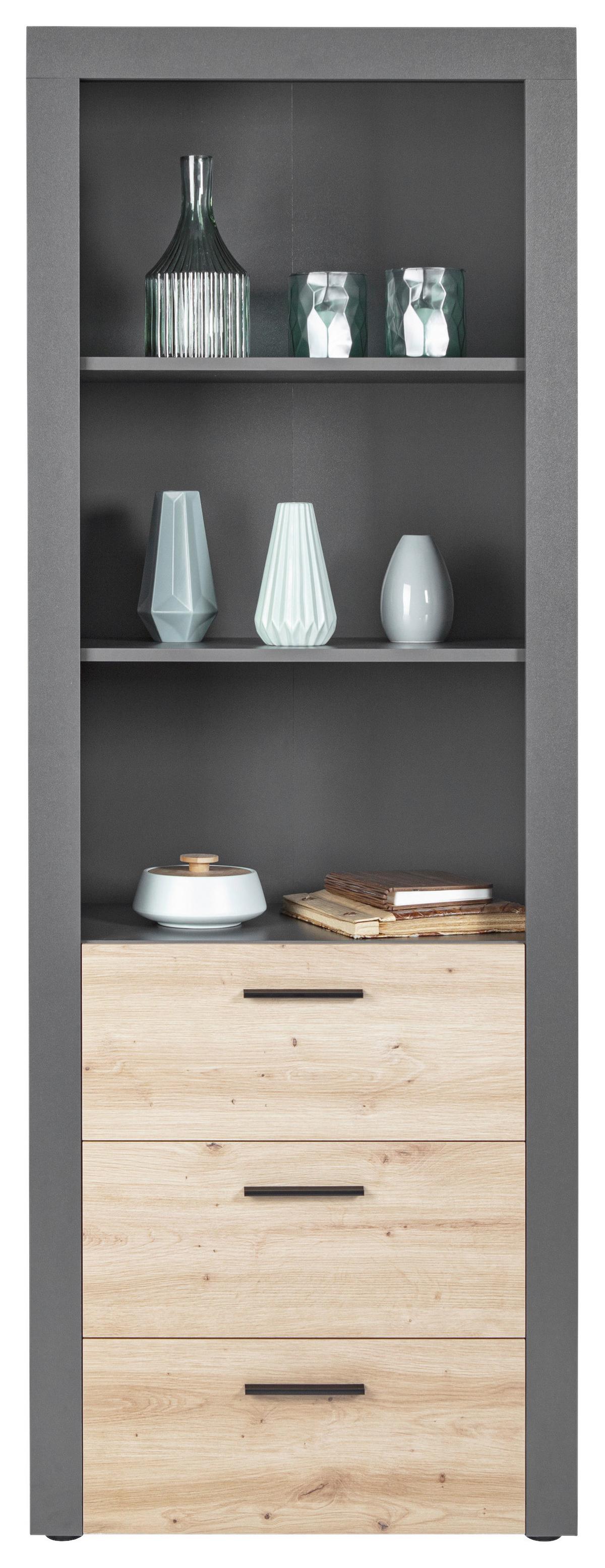 Regal mit Laden Corbeto B: 68,6 cm Anthrazit - Anthrazit/Eiche Artisan, Basics, Holzwerkstoff (68,6/190/41,6cm) - MID.YOU