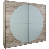 Schwebetürenschrank Arezzo 215 cm Sandeiche - Eichefarben/Weiß, MODERN, Glas/Holzwerkstoff (215/210/60cm)