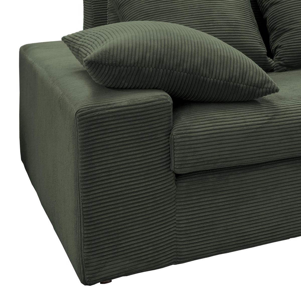 Ecksofa Avellino Grün Cord - Schwarz/Grün, MODERN, Textil (278/200cm) - Livetastic
