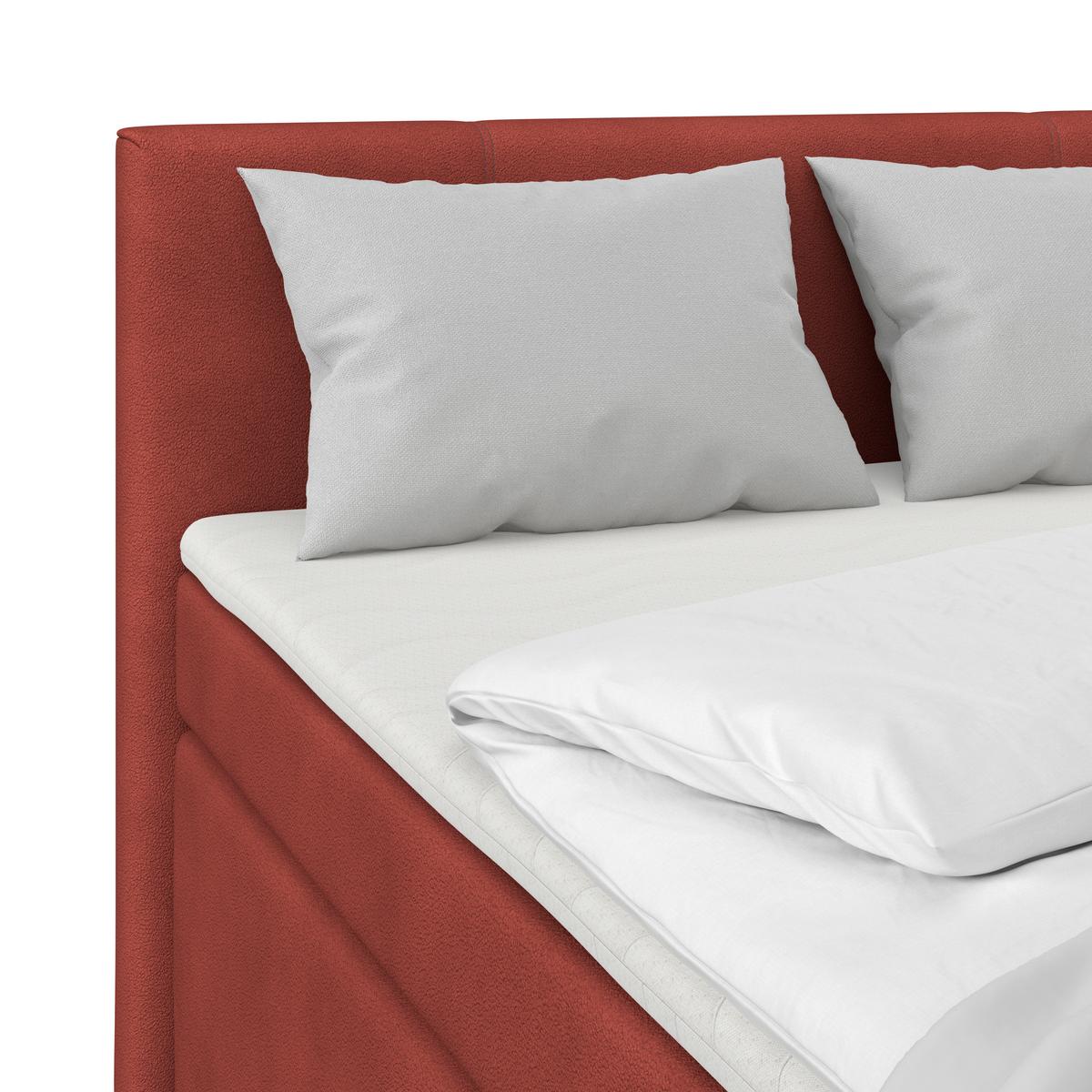 Boxspringbett Mira Boucle Dunkelrot,lf:120x200cm - Silberfarben/Perlmutt, KONVENTIONELL, Holz/Textil (120/200cm)