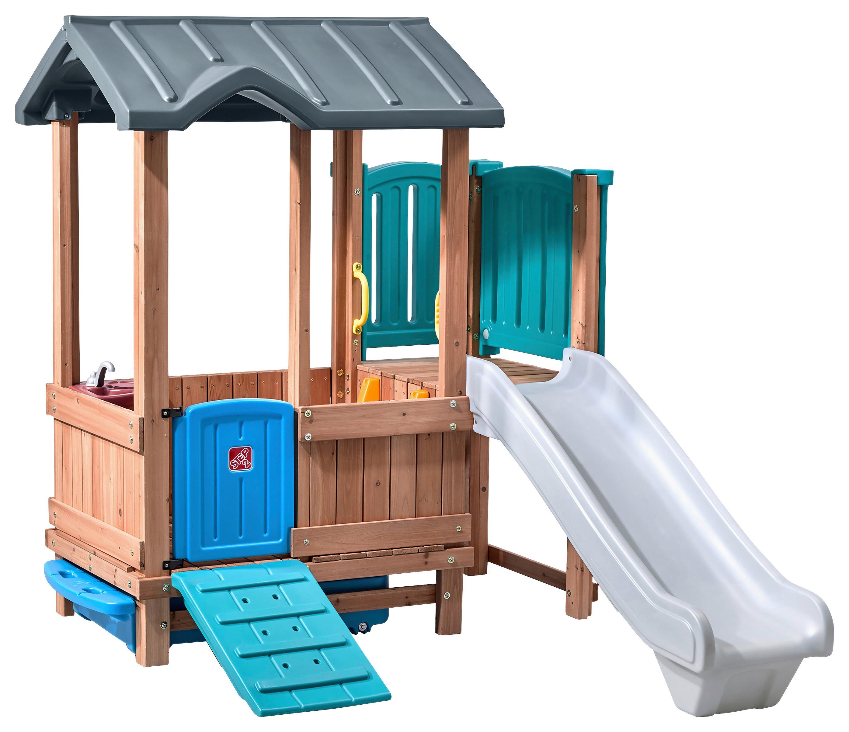 Spielhaus 4906kr - Blau/Braun, KONVENTIONELL, Holz/Kunststoff (165,7/185/214cm) - Ambia Garden