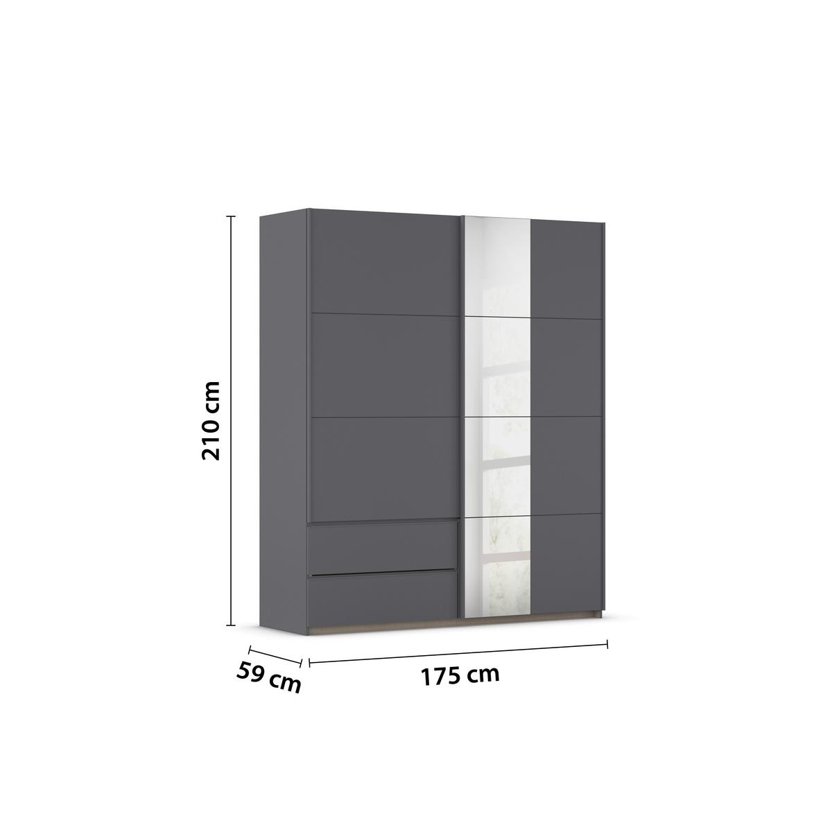 Schwebetürenschrank Stoke Grau B: 175 cm - Grau, MODERN, Holzwerkstoff (175/210/59cm) - Rauch Möbel
