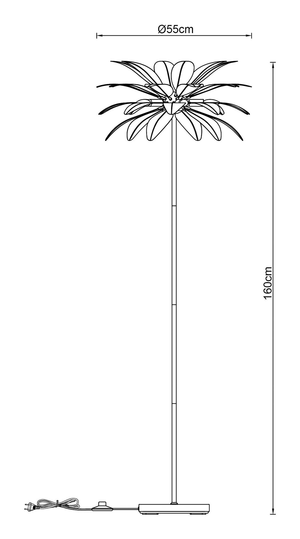 Stehleuchte Fedi Grau/Schwarz max. 3 Watt - šedá/černá, Moderní, kov/textil (55/55/160cm) - Mömax