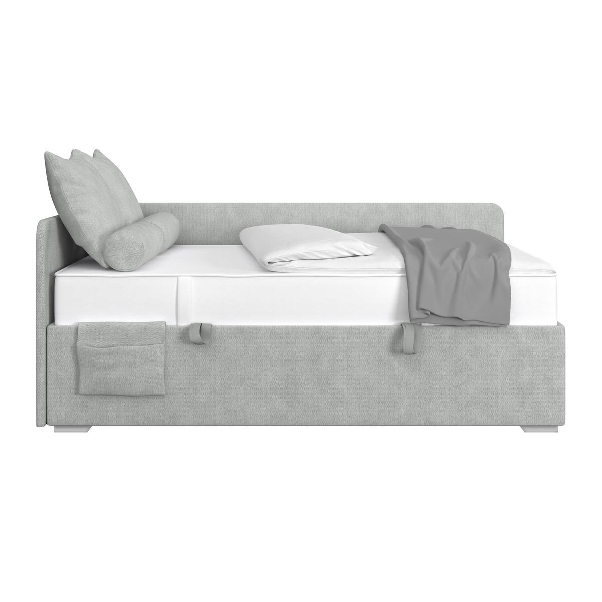 Kárpitozott Ágy Remi 120/200cm - ezüstszínű/sötétszürke, Modern, textil/fa (120/200cm)