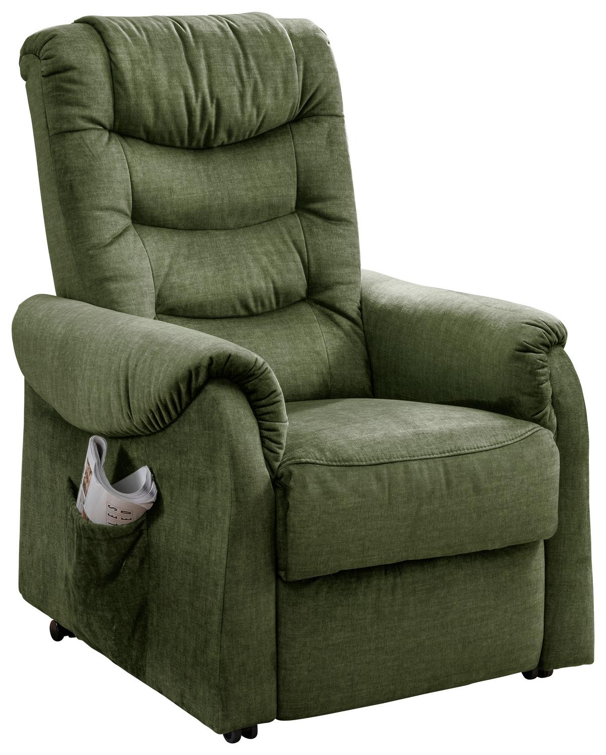 Fernsehsessel Nino Dunkelgrün B: 76 cm - Dunkelgrün/Schwarz, Design, Textil (76/106/94cm) - Livetastic