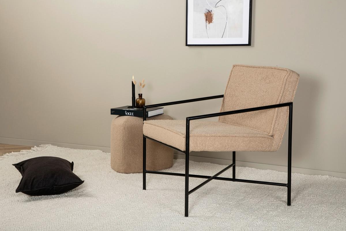 Sessel Rakel - Beige/Schwarz, Design, Textil/Metall (66/78/65cm) - Livetastic