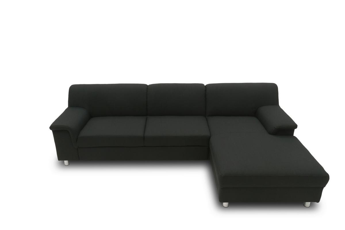 Ecksofa Jamie Rücken Echt Schwarz Webstoff - Chromfarben/Schwarz, KONVENTIONELL, Textil (251/150cm) - MID.YOU