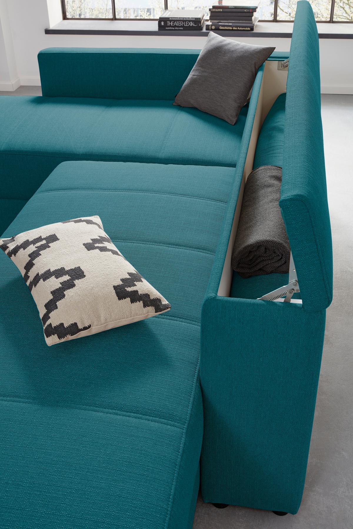 Ecksofa Looks IIi - Petrol/Schwarz, Design, Textil (287/229cm) - LOOKS by W.Joop