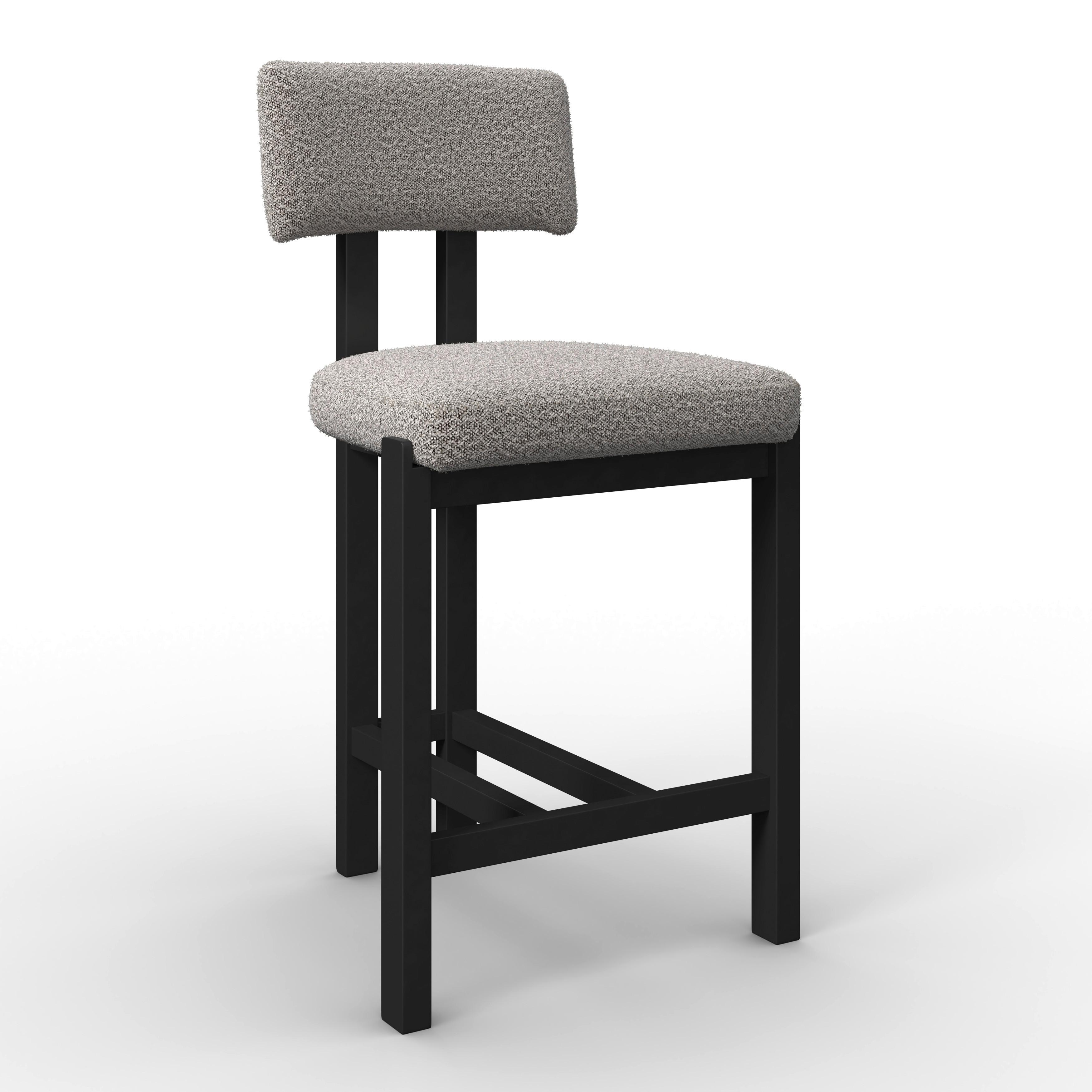 BAROVÁ STOLIČKA JONNA - čierna/svetlosivá, Modern, drevo/textil (51/102/54cm) - Bessagi Home