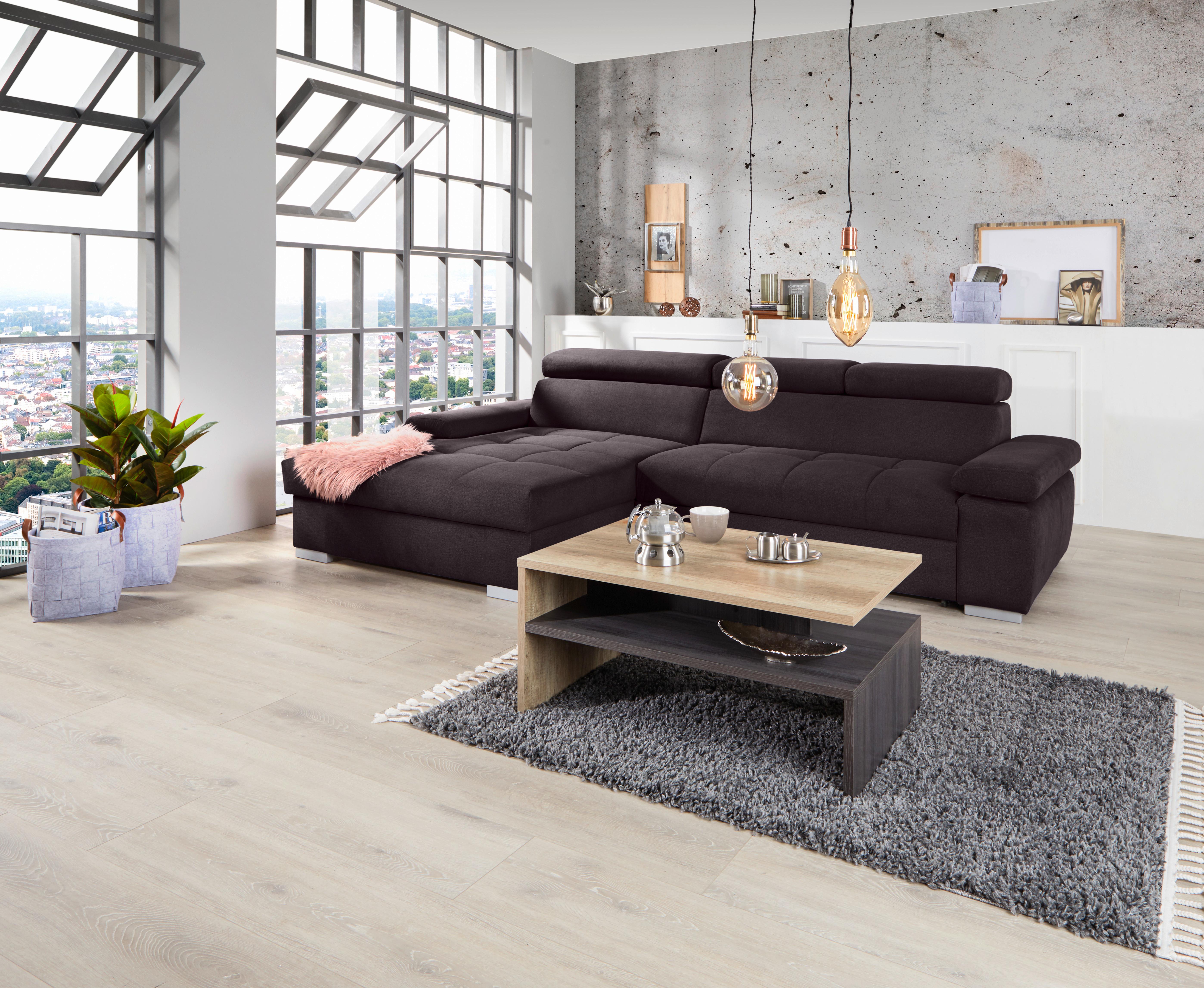 Ecksofa Mit Bettkasten Perry Aubergine 292x183 Cm - Silberfarben/Aubergine, Design, Textil (183/292cm) - Livetastic