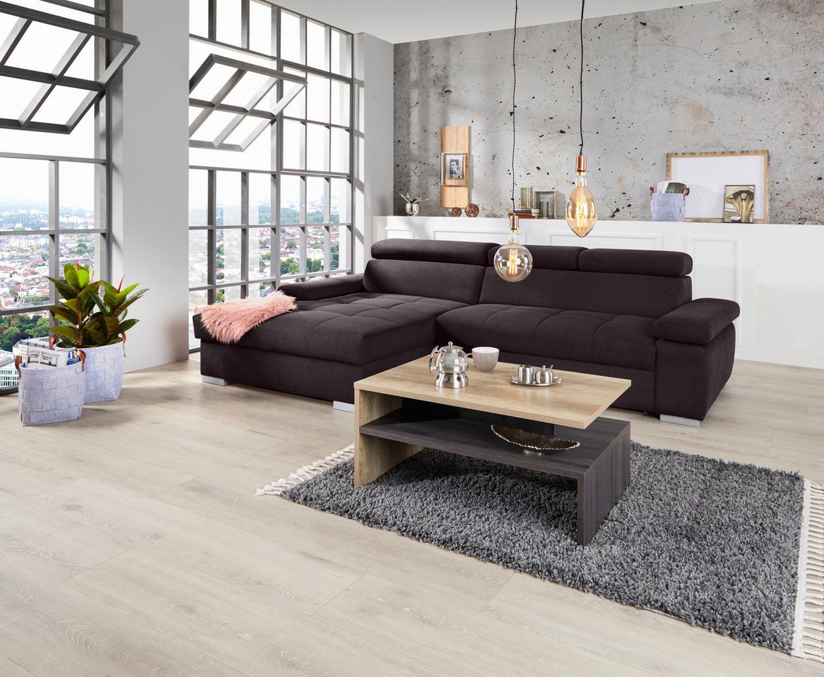 Ecksofa Mit Bettkasten Perry Aubergine 292x183 Cm - Silberfarben/Aubergine, Design, Textil (183/292cm) - Livetastic