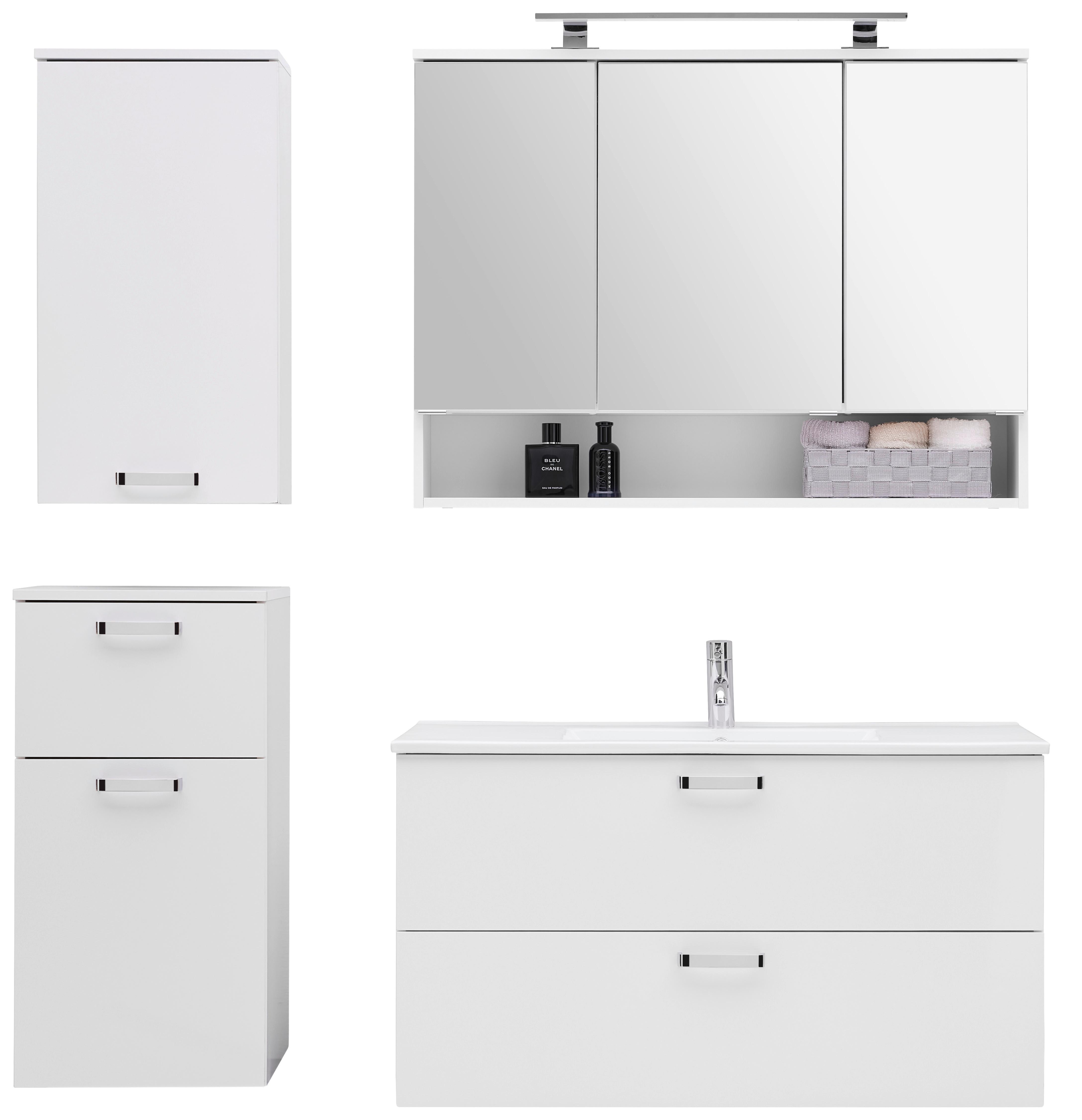 Badezimmer Fresh Weiß 5-teilig - Weiß, KONVENTIONELL, Holzwerkstoff (140/168,5/46,5cm) - Ondega