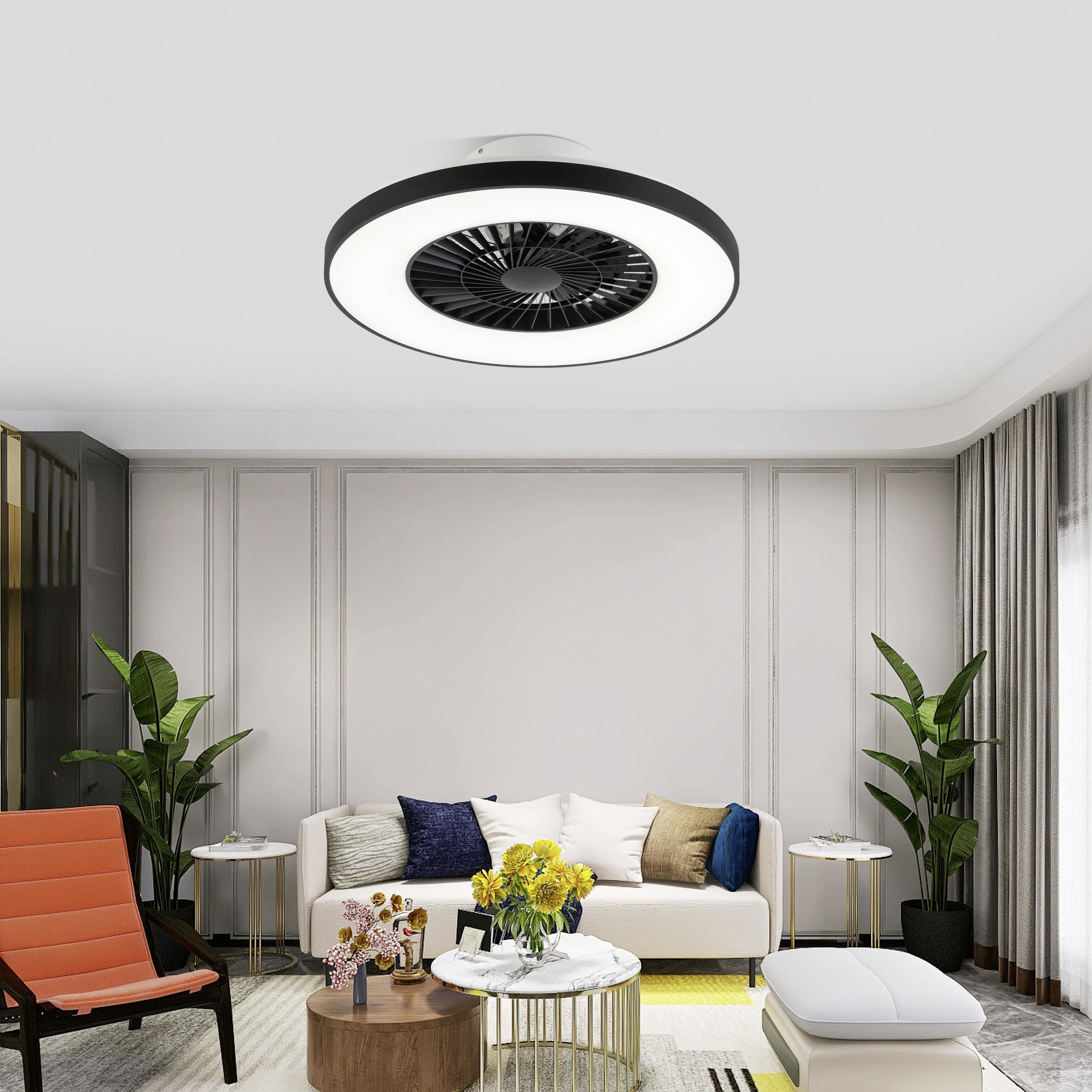 Stropní Ventilátor Ukas, 60/19cm - bílá/černá, Moderní, kov/plast (59,5/20,5cm) - Premium Living