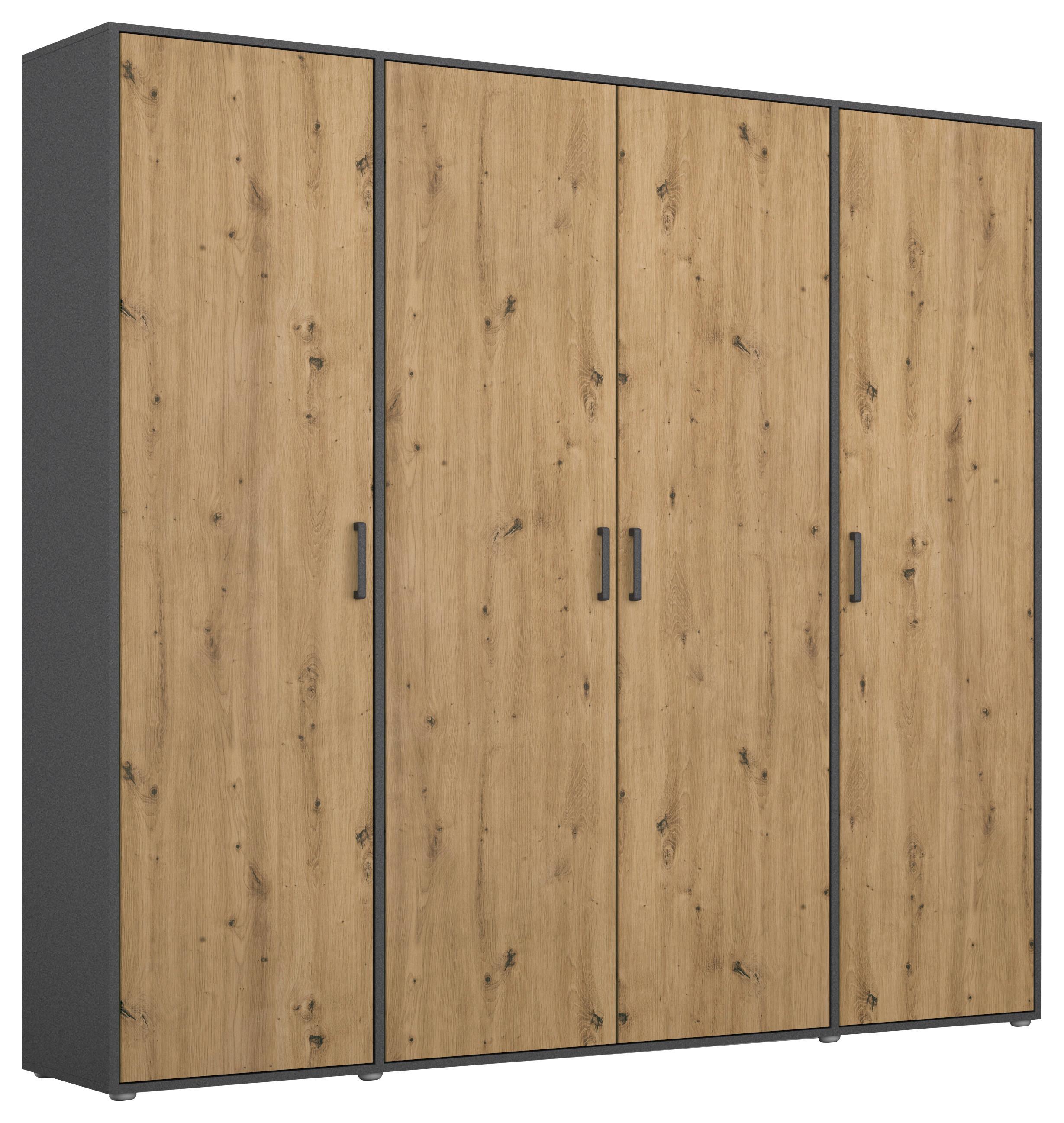 Drehtürenschrank Voyager Grau,Eiche Artisan B: 187 cm - Eiche Artisan/Grau, MODERN, Holzwerkstoff (187/194/53cm) - Rauch Möbel