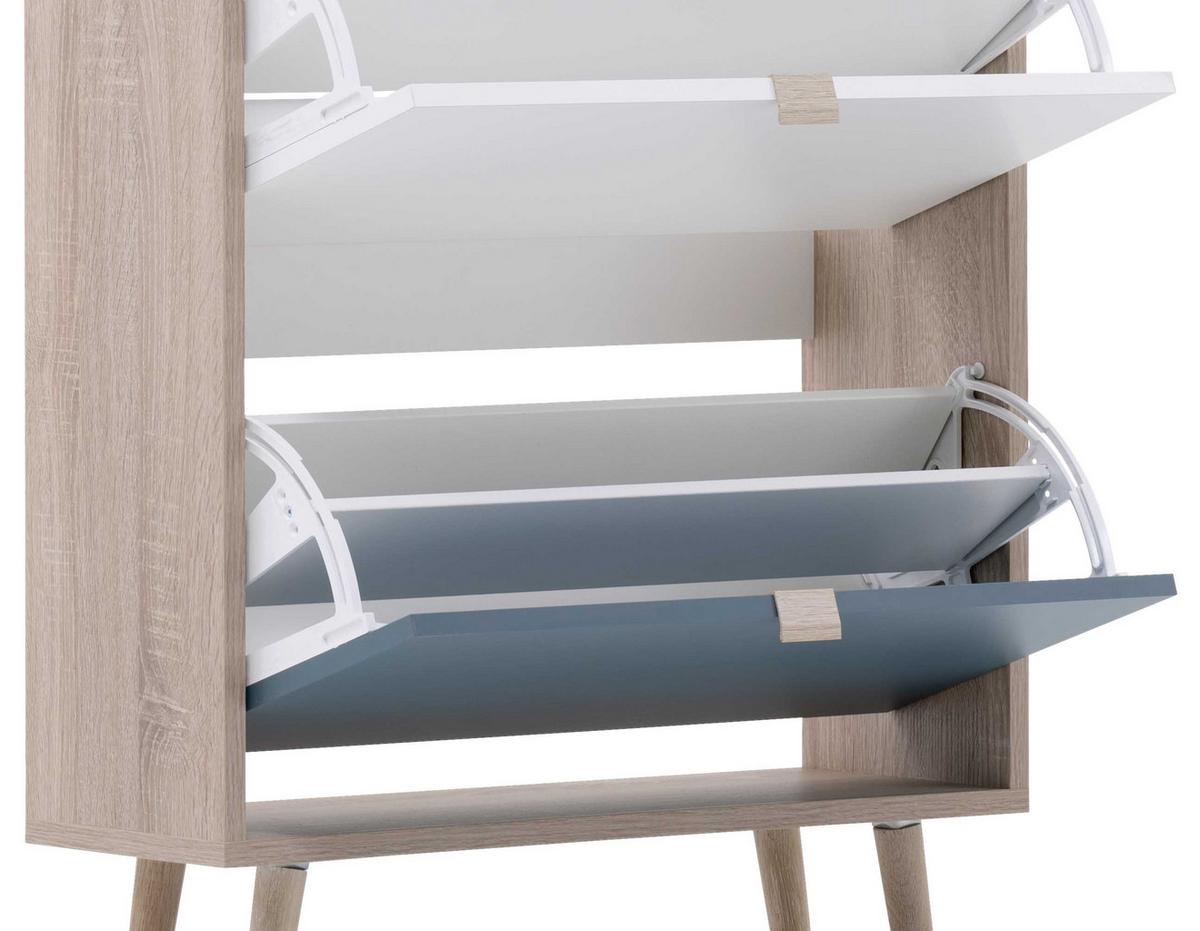 Schuhkipper Cuba 42 Trend, 3 Klappen Eichefarb. B: 70 cm - Eichefarben/Weiß, Trend, Holzwerkstoff (70/127/24cm) - MID.YOU