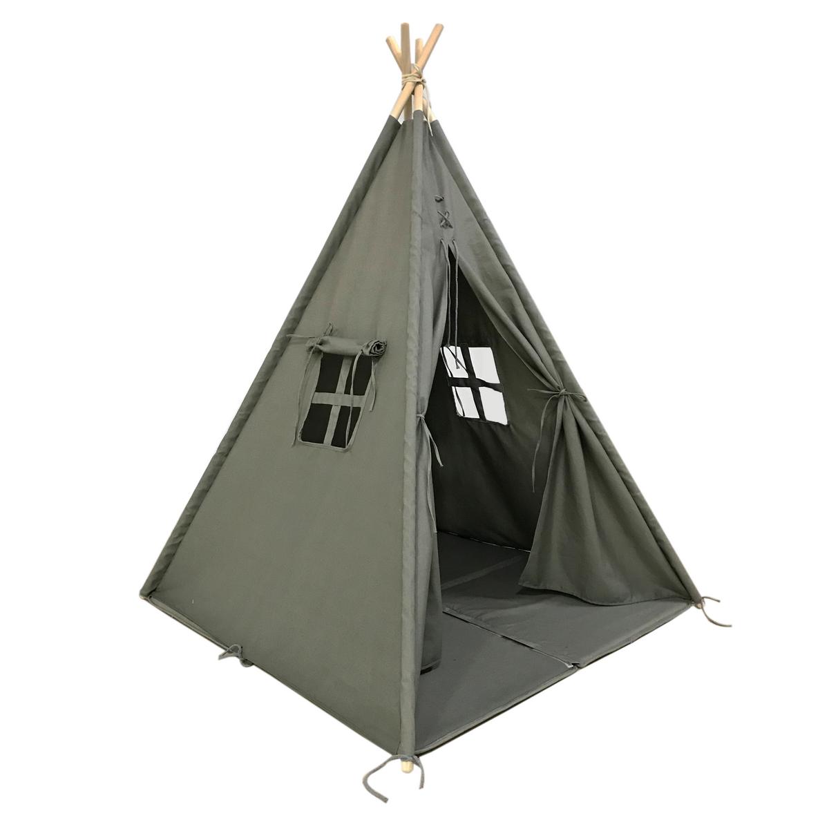 Spielzelt Tipi Mit Fenster Grau Sunny - Grau, LIFESTYLE, Textil (120/159,/120cm) - Ambia Garden
