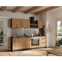 Küchenzeile Liverpool Mit Geräten 240 Cm Graphit/eiche - Schieferfarben/Eiche Wotan, Basics, Holzwerkstoff (240cm) - Held