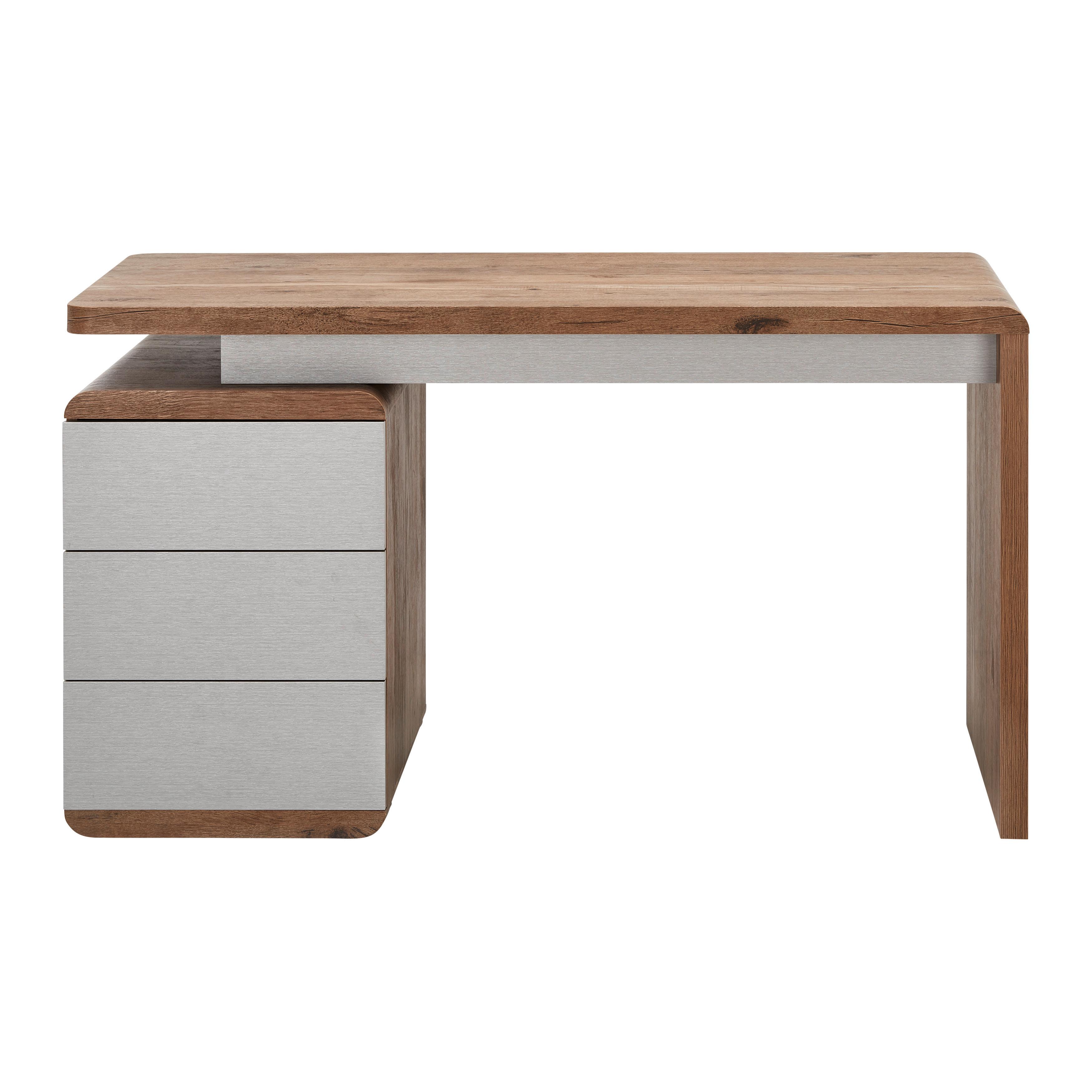 Psací Stůl Lovino - barvy dubu/barvy stříbra, Moderní (59/135/75cm) - Bessagi Home
