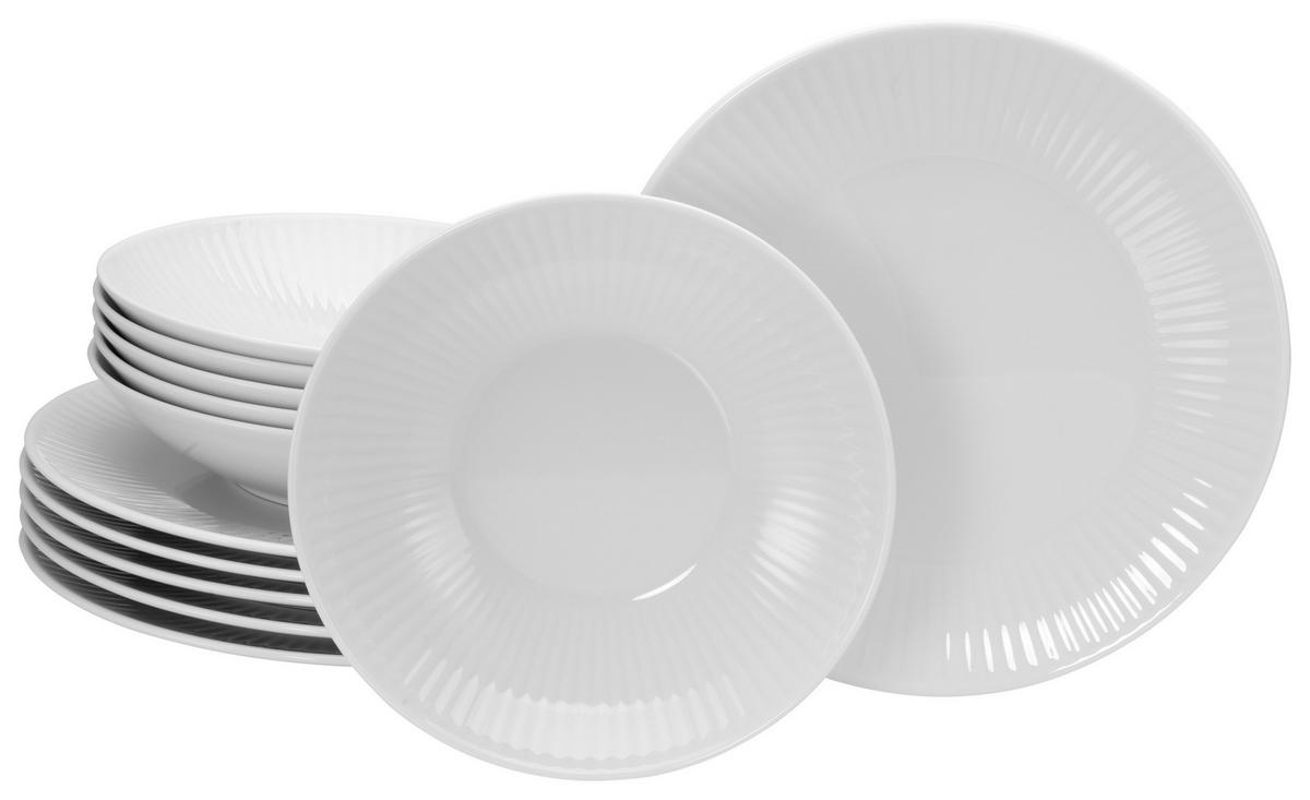 Tafelservice Valencia 12--Teilig. Weiß - Weiß, Design, Keramik - Creatable