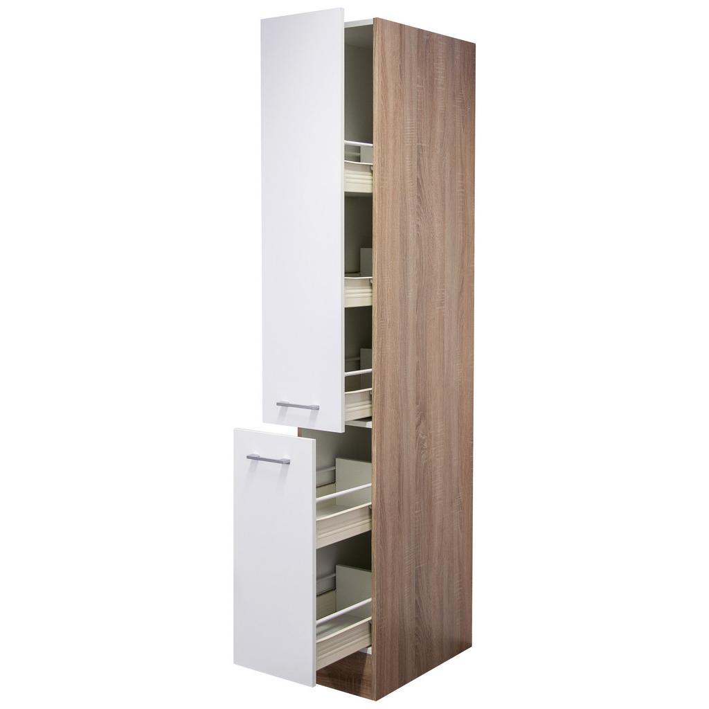 Apothekerschrank Samoa B: 30 Cm Weiß 2 Auszüge 5 Ablagen