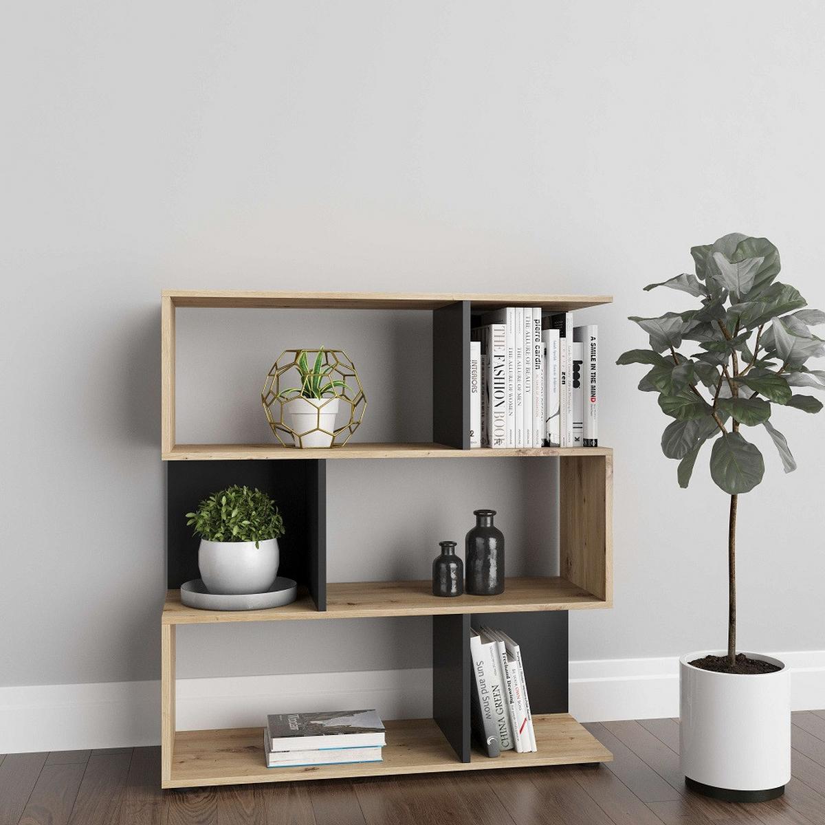 Regal Shelfy - Eiche Artisan/Grau, MODERN, Holzwerkstoff (103/110/36cm) - MID.YOU