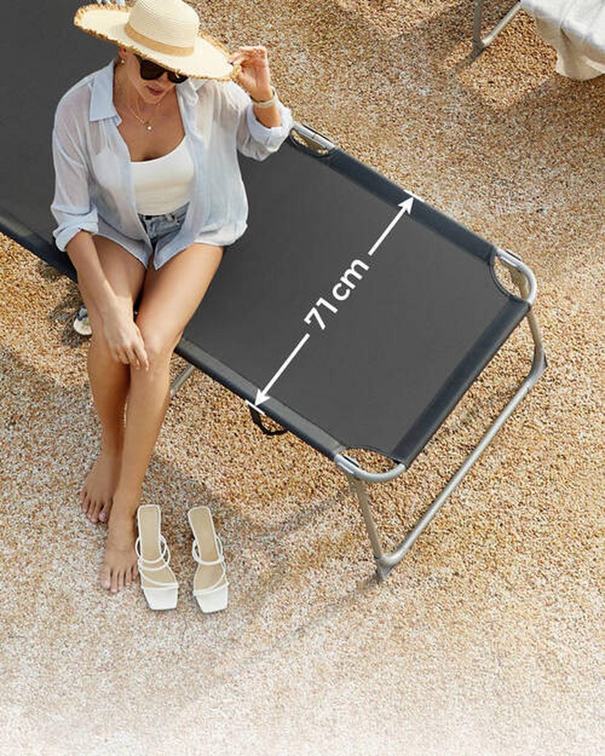 Sonnenliege Grau Inkl. Sonnendach, B: 71 Cm - Grau, Basics, Textil/Metall (71/38/200cm) - Modante