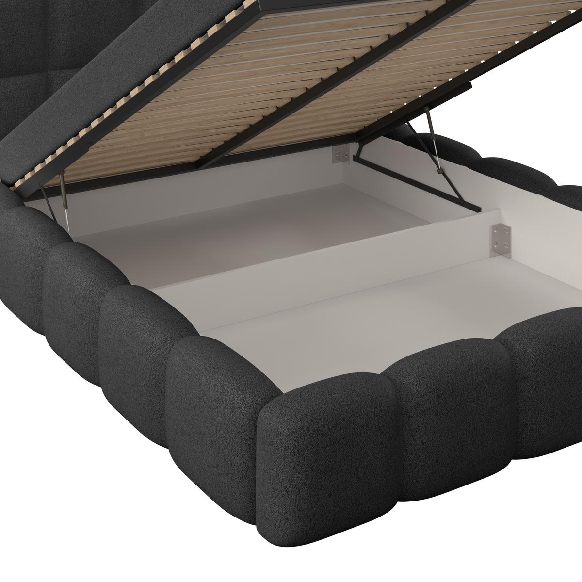 Polsterbett Noe Schwarz 160x200 cm - Schwarz, Trend, Textil/Metall (160/200cm)