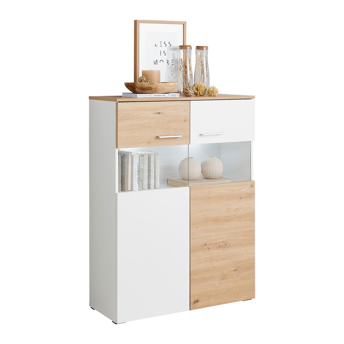 Félmagas Szekrény Valencia - Modern, faalapú anyag/Üveg (85/113,4/35cm)