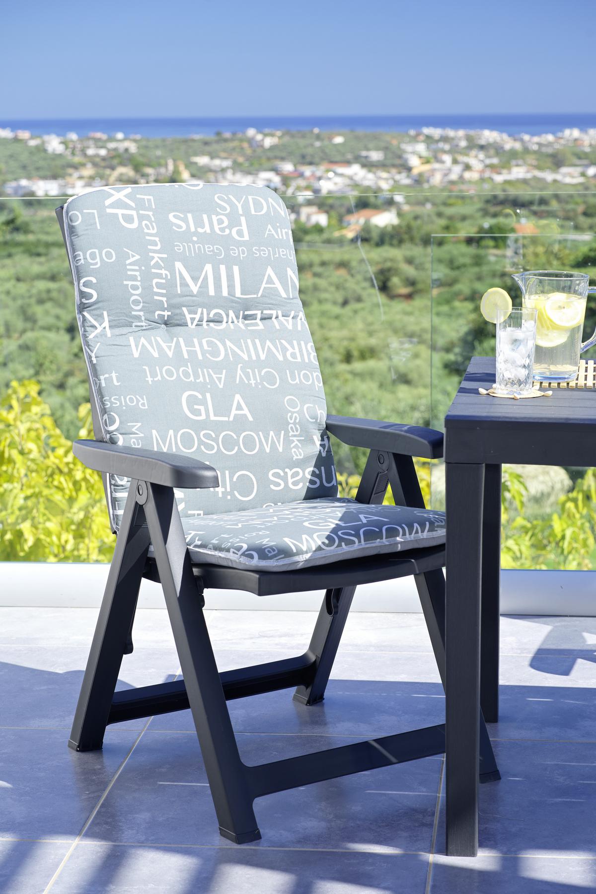 Hochlehner Wendeauflage Bali 114x47 cm Grau - Grau, Basics, Textil (114/47/5cm) - Beo