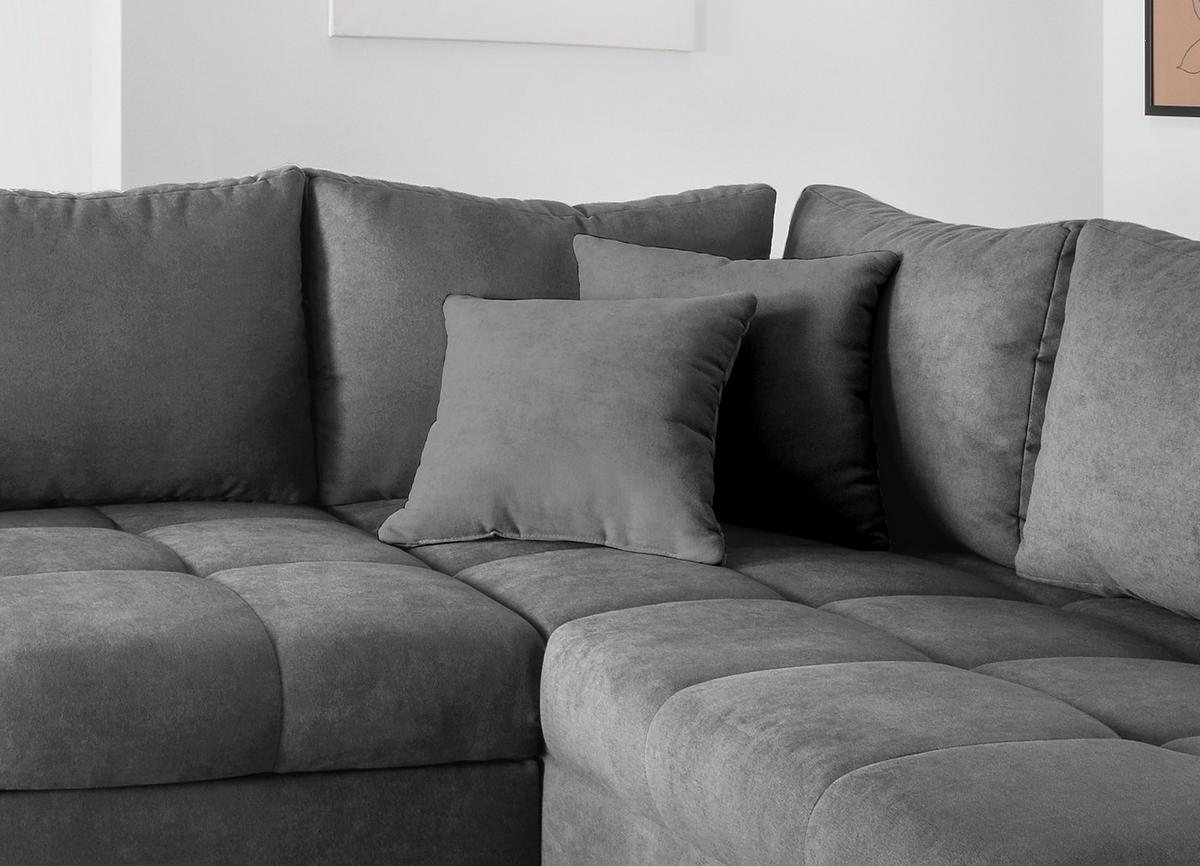 Eckschlafsofa Alvito Dunkelgrau S: 298/202 cm - Dunkelgrau/Silberfarben, Design, Textil (298/202cm) - MID.YOU