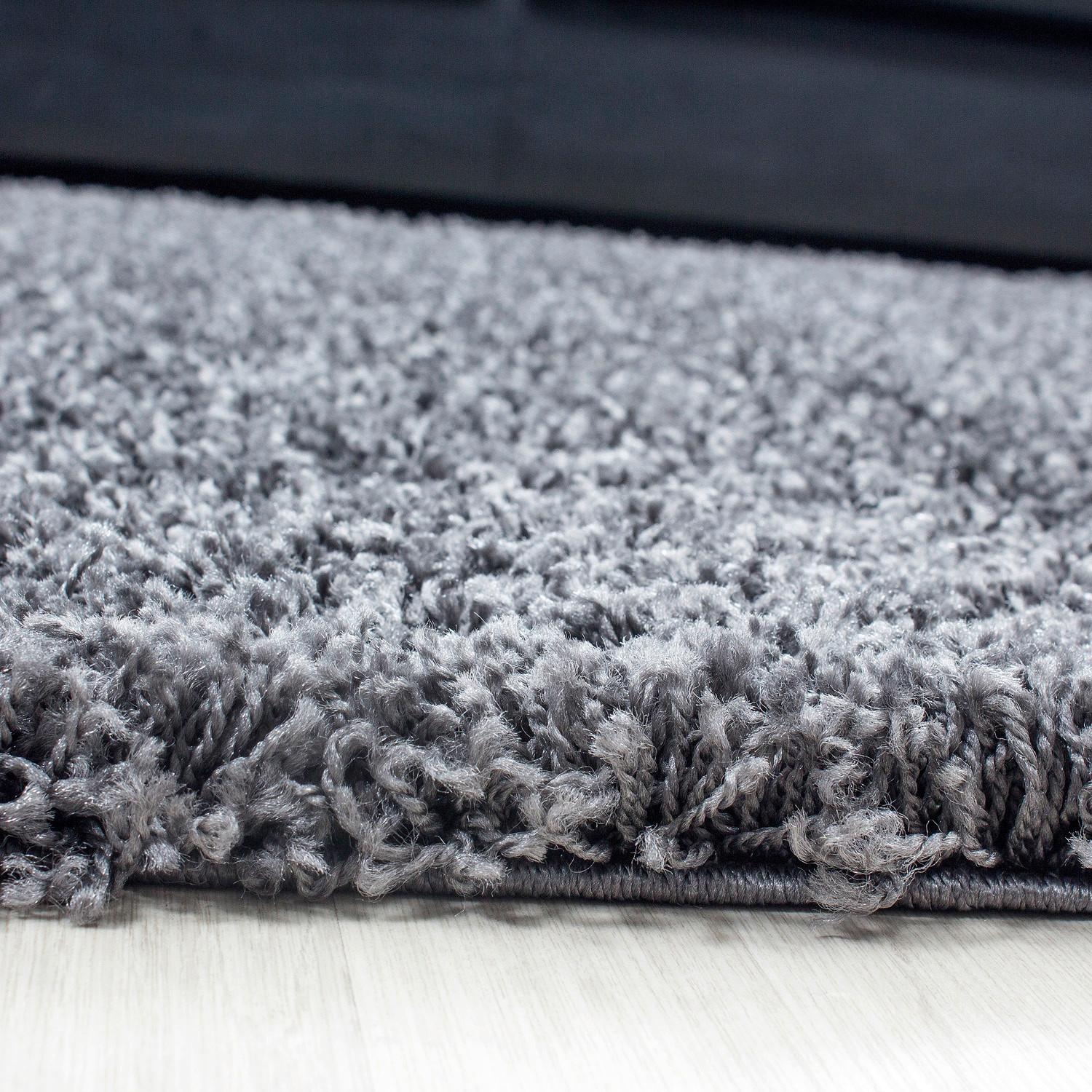 Hochflor Teppich Grau Dream Rund Ø 80 cm - Grau, KONVENTIONELL, Textil (80cm) - Novel