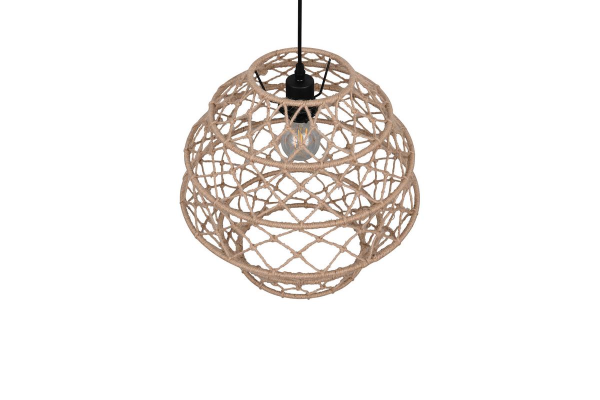 Hängeleuchte Hive Naturfarben Schwarz D: 38,5 cm - Schwarz/Naturfarben, Natur, Textil/Metall (38.5/150cm)