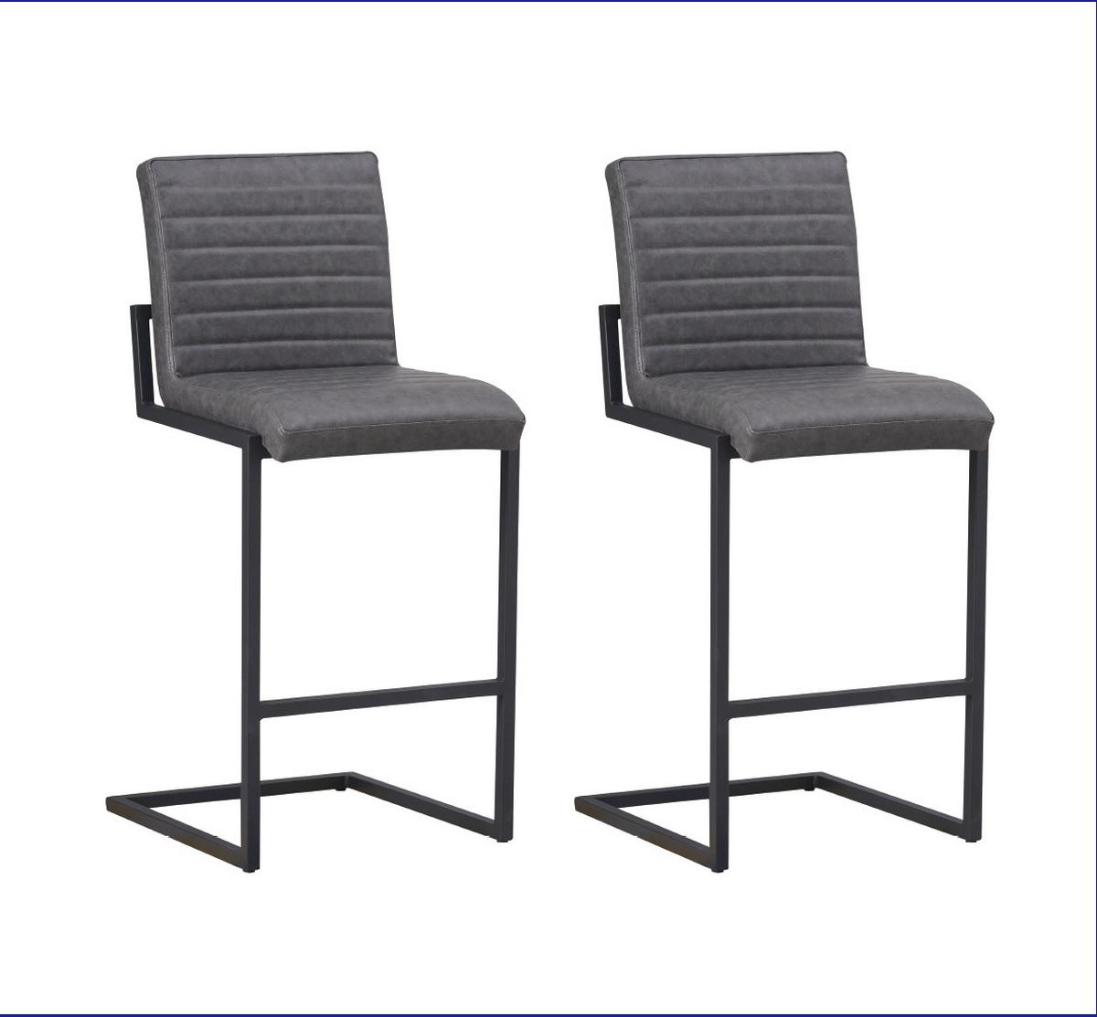 Barhocker-set Donny Anthrazit B: 54 Cm - Anthrazit/Schwarz, MODERN, Textil/Metall (54/100/58cm) - MID.YOU