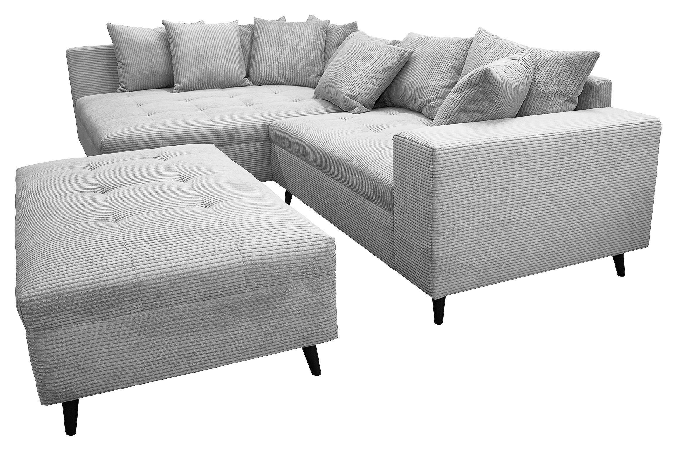 Ecksofa Pruno, Hellgrau S: 174x247 Cm - Hellgrau/Schwarz, Design, Textil (174/247cm) - MID.YOU