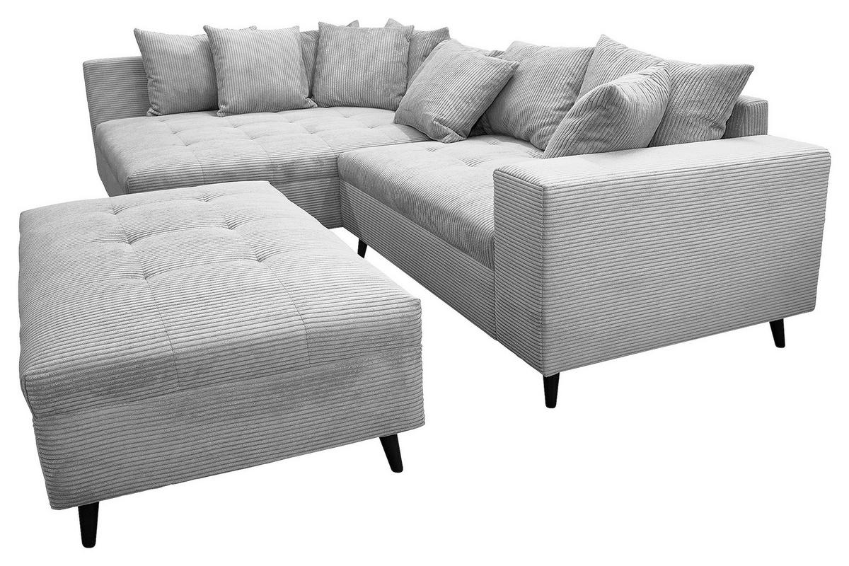 Ecksofa Pruno, Hellgrau S: 174x247 Cm - Hellgrau/Schwarz, Design, Textil (174/247cm) - MID.YOU