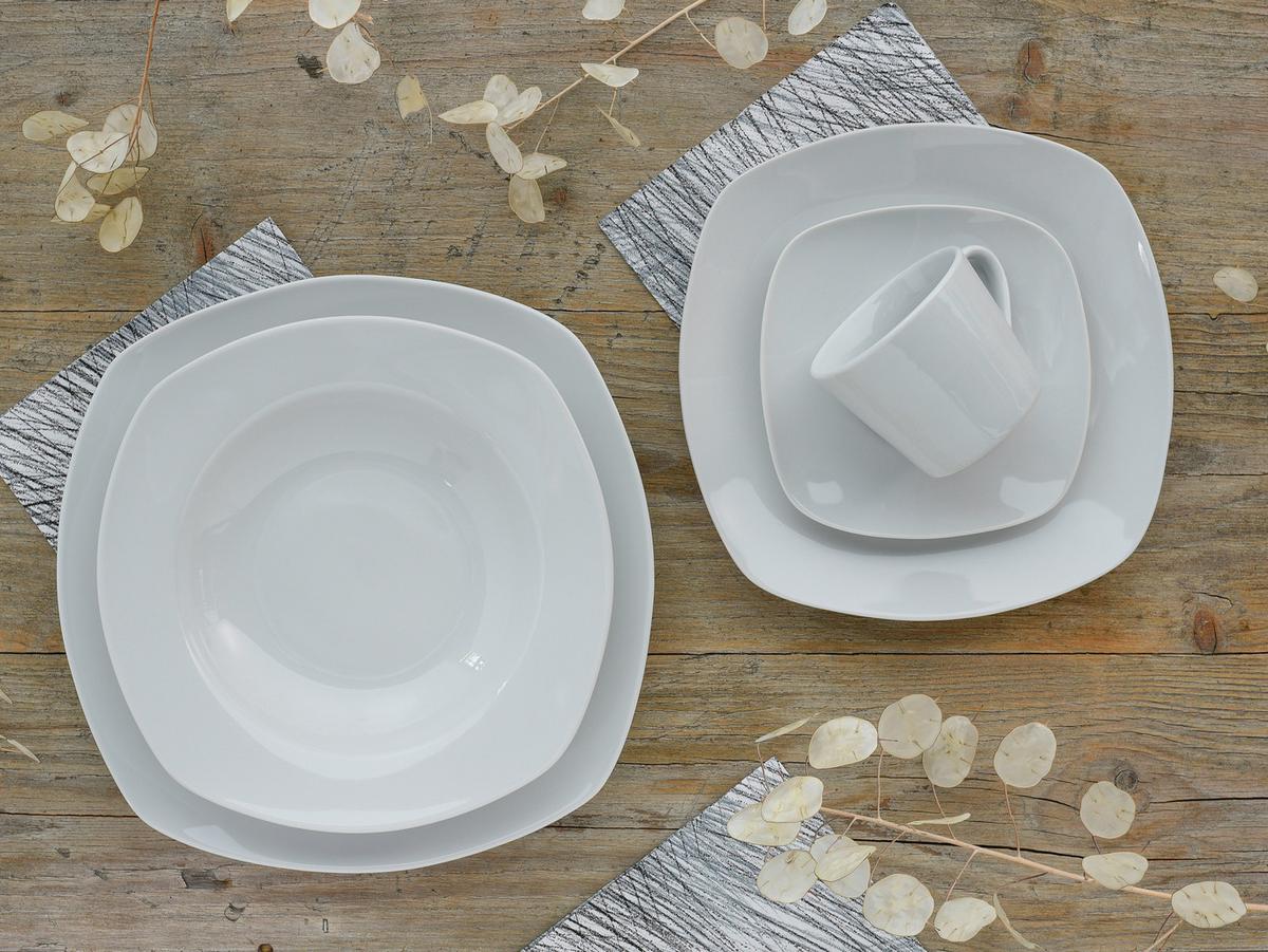 Kombinovaný servis Amelie biely, 30 dielny pre 6 osôb - biela, Basics, keramika (34,4/29,2/35cm)