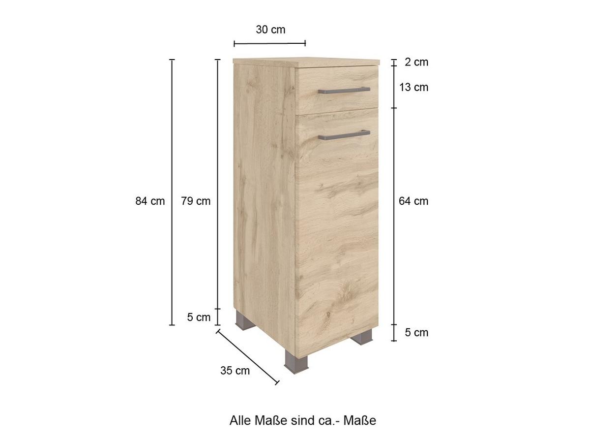 Badmöbel-Set Manchester B: 90 cm Eiche Wotan Dekor - Eichefarben, MODERN, Holzwerkstoff (90cm) - Held