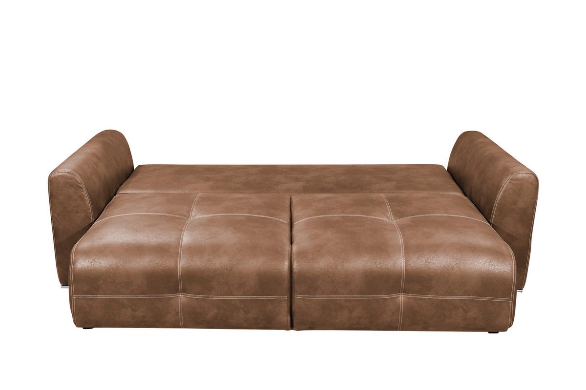 Schlafsofa Dolan Lux.3dl Hellbraun - Hellbraun/Chromfarben, MODERN, Textil (245/85/115cm) - Livetastic