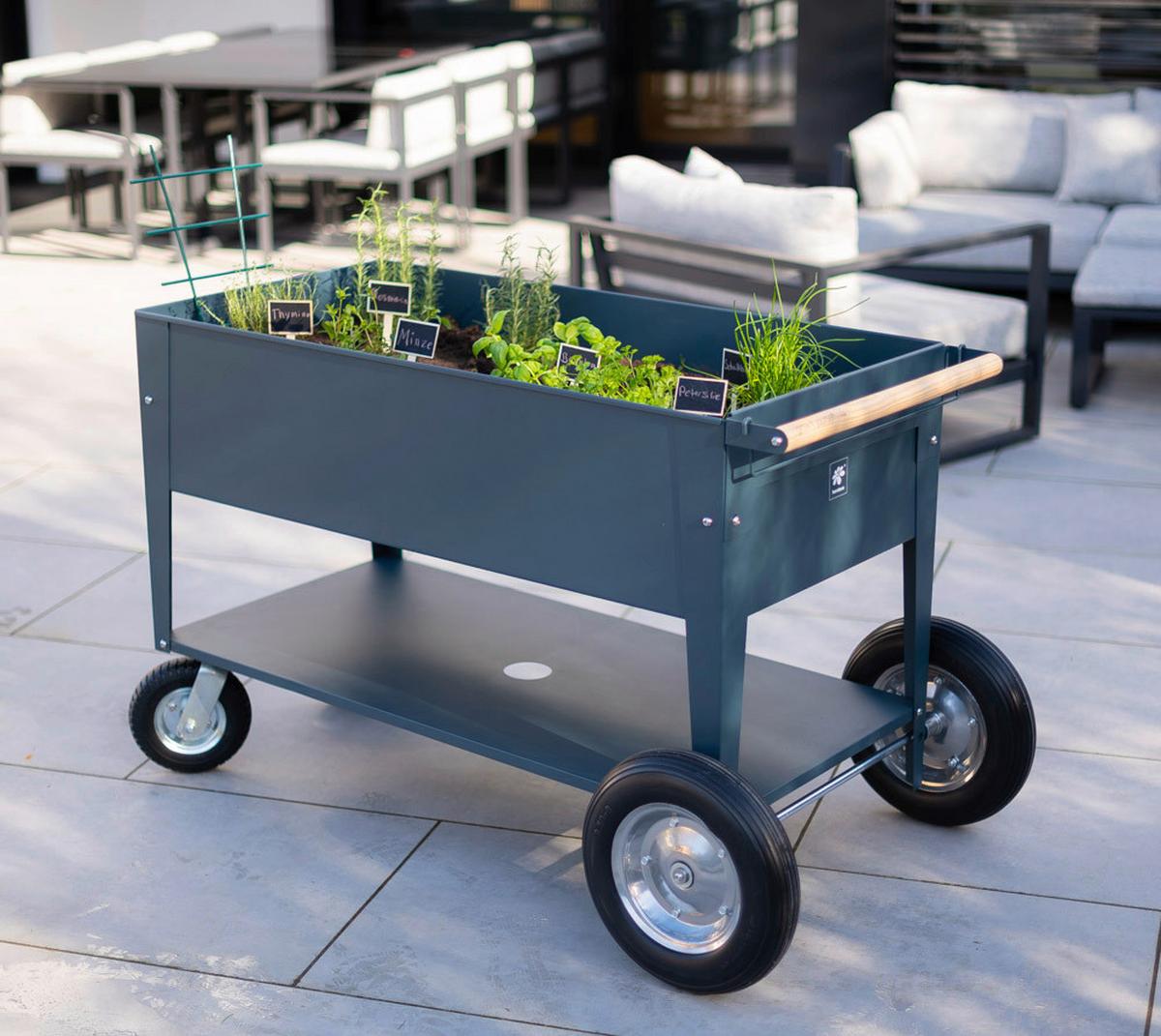 Hochbeet Stahl Swivel mit Ablagen 60/80/120 cm - Anthrazit, Basics, Metall (60/80/120cm)