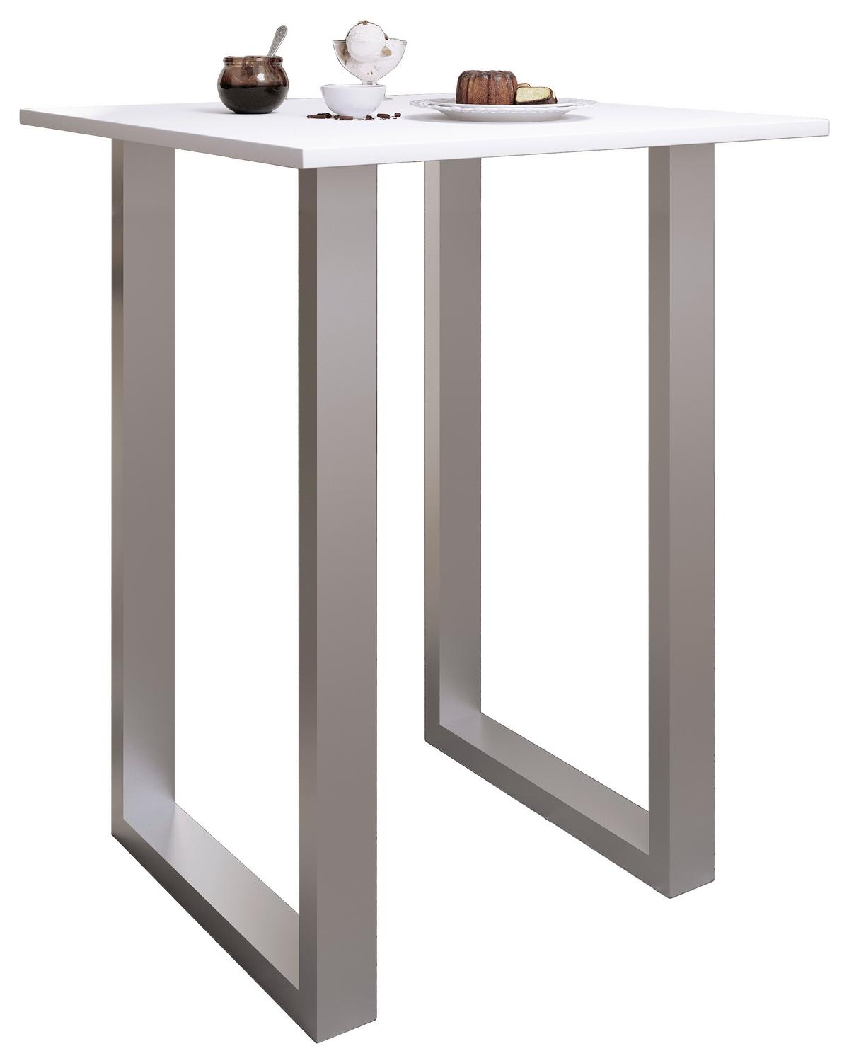 Bartisch Xona 80x80x120 Cm Weiß, Silberfarben - Silberfarben/Weiß, KONVENTIONELL, Holzwerkstoff/Metall (80/80/102cm)