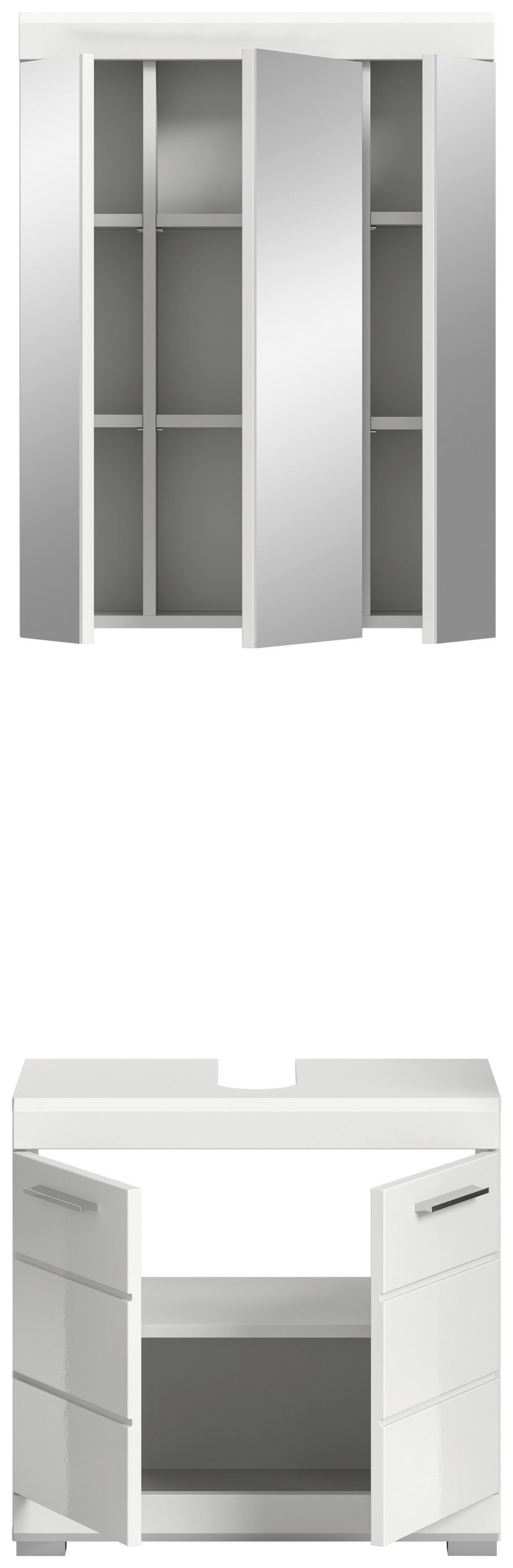 Badezimmer Scout Weiß B: 60 cm - Weiß Hochglanz/Silberfarben, MODERN, Glas/Holzwerkstoff (60cm) - MID.YOU