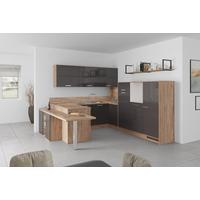 U-küche Lp4050 Grafit/ Eiche 255x294x298 Cm Mit Griffen - MODERN, Holzwerkstoff (255/294/298cm) - Impuls