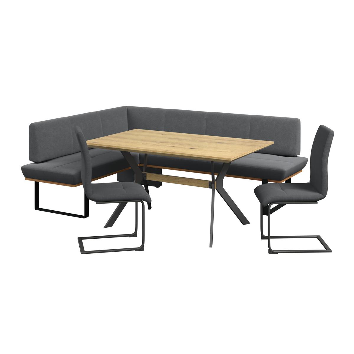 Eckbank Tristan Webstoff schwarz S:175x225cm - Schwarz, MODERN, Holz/Textil (175/225cm) - James Wood