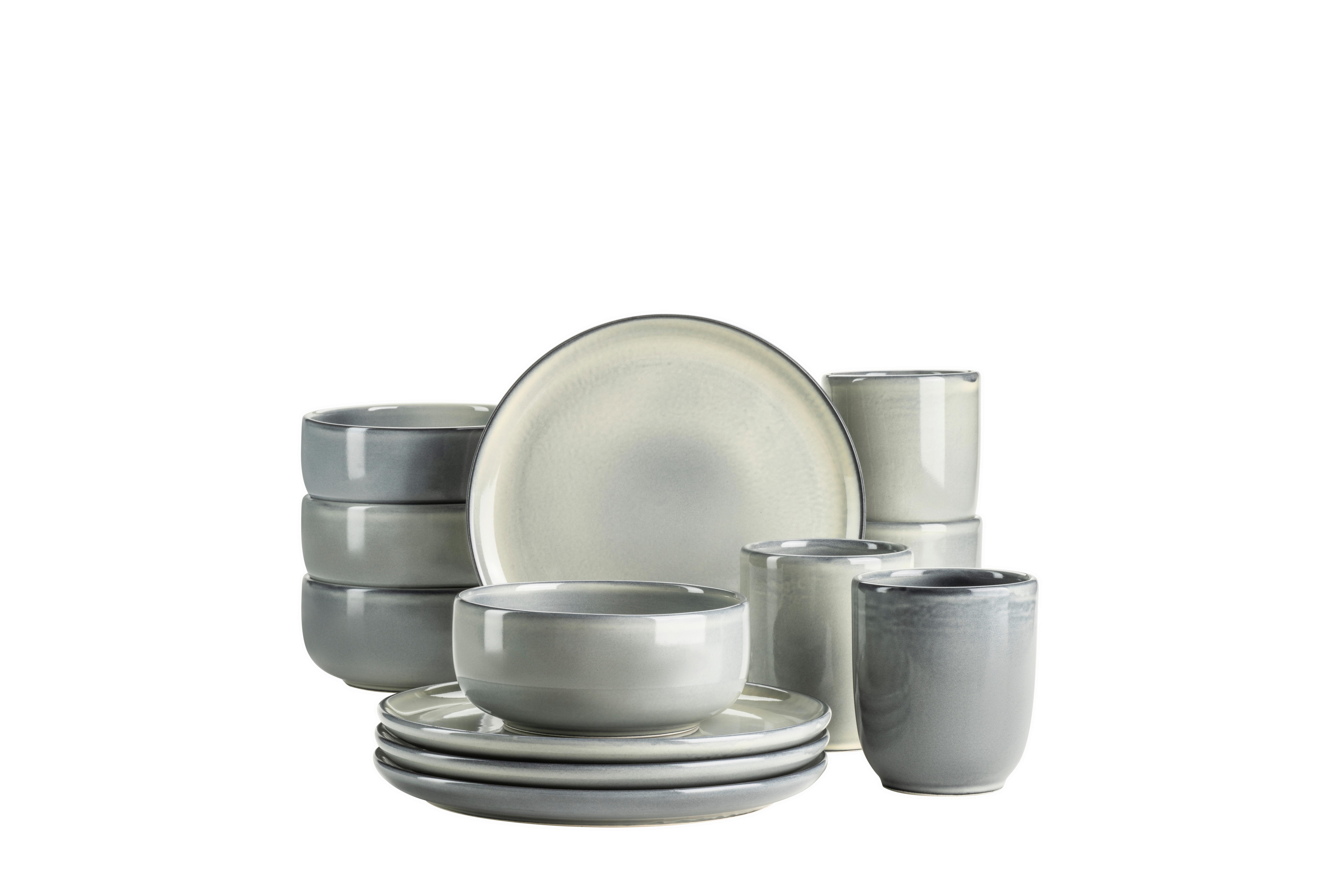 Frühstücksservice Livio 4 Personen Geschirr Set - Grün, Basics, Keramik - Mäser