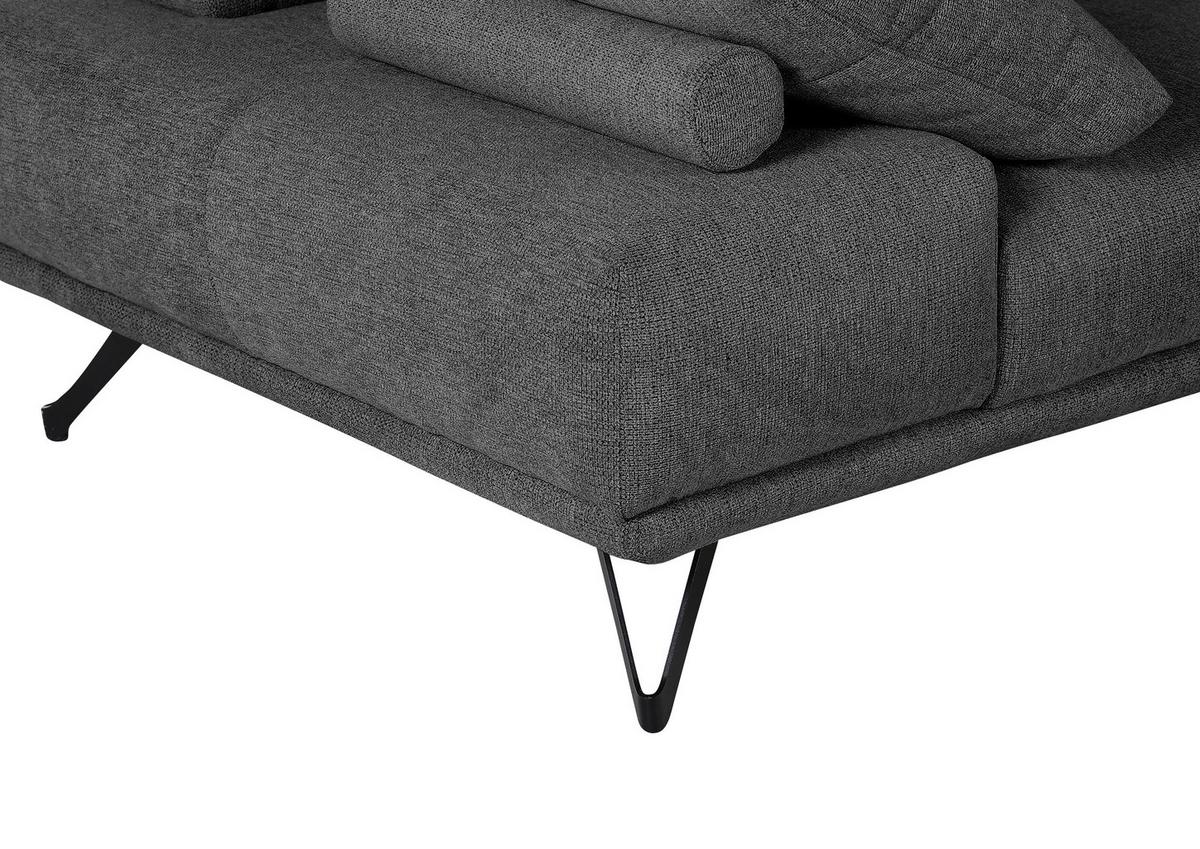 Ecksofa Bolzano - Dunkelgrau/Schwarz, KONVENTIONELL, Textil (310/240cm) - MID.YOU