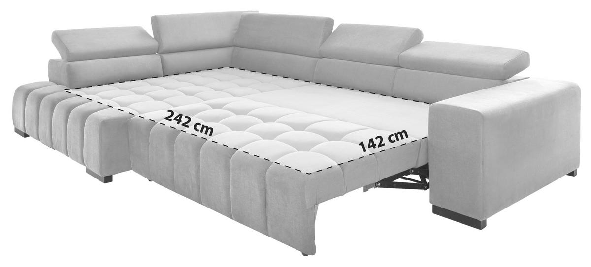 Eckschlafsofa Elias Neu Grau S: 201 cm - Schwarz/Grau, Design, Textil (201/307cm) - Livetastic