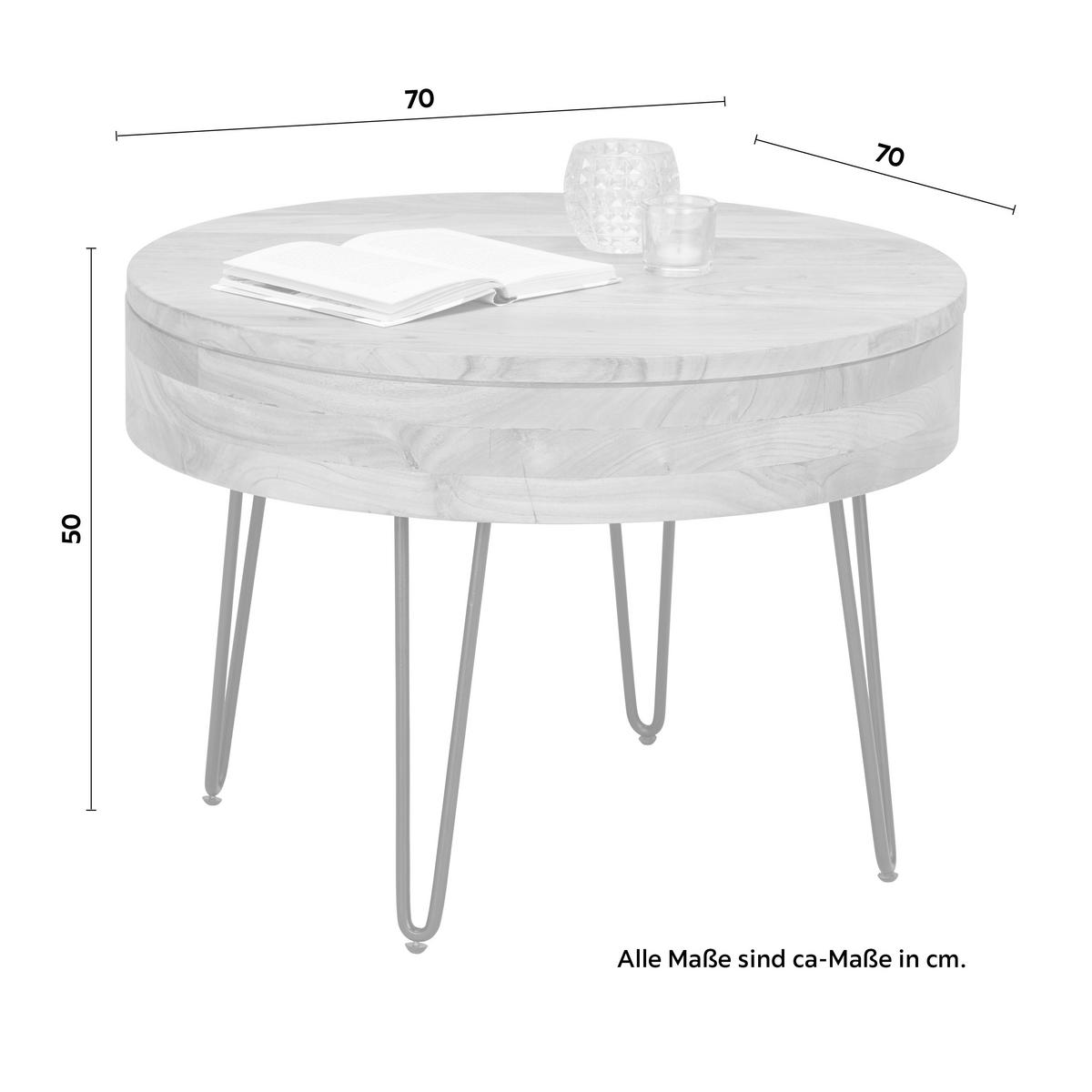 KONFERENČNÍ STOLEK STAN - černá/barvy akácie, Lifestyle, kov/dřevo (70/70/50cm) - Zandiara